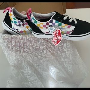 Vans kids multi color checker sneakers size 9 toddler